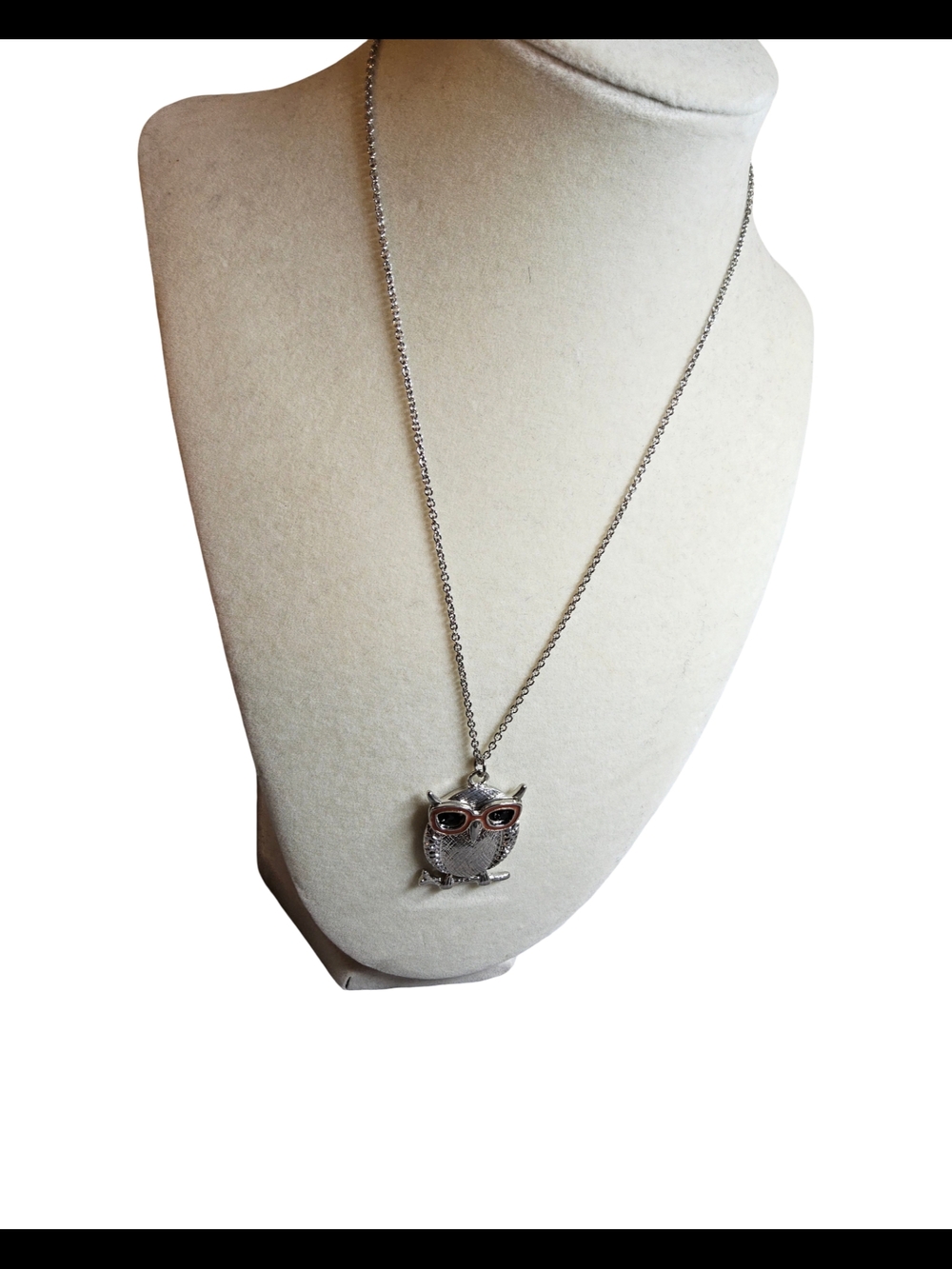 NWOT Silvertone Owl Pendant Necklace
